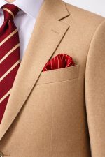 Classic Red and White Pinstripe Silk Pocket Square – Refined Striped Suit Handkerchief for Men