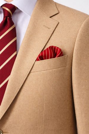 Classic Red and White Pinstripe Silk Pocket Square – Refined Striped Suit Handkerchief for Men