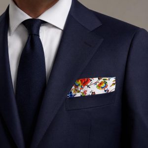Vibrant Multicolour Botanical Garden Silk Pocket Square – Artistic Floral Suit Accessory