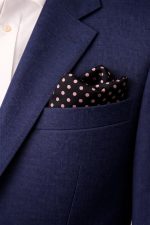 Blush Pink Polka Dot Black Silk Pocket Square – Charming Retro Suit Accessory for Men