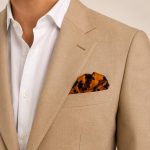 Orange and Black Floral 100% Silk Pocket Square – Elegant Botanical Suit Handkerchief for Men