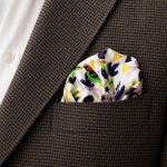 Green Bird and White Magnolia Silk Pocket Square – Fresh Spring Botanical Suit Accessory