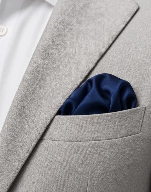Timeless Solid Navy Blue Silk Pocket Square – Minimalist Formal Suit Handkerchief for Men