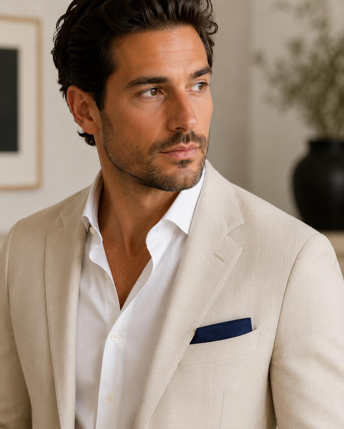 Timeless Solid Navy Blue Silk Pocket Square – Minimalist Formal Suit Handkerchief for Men - Image 3