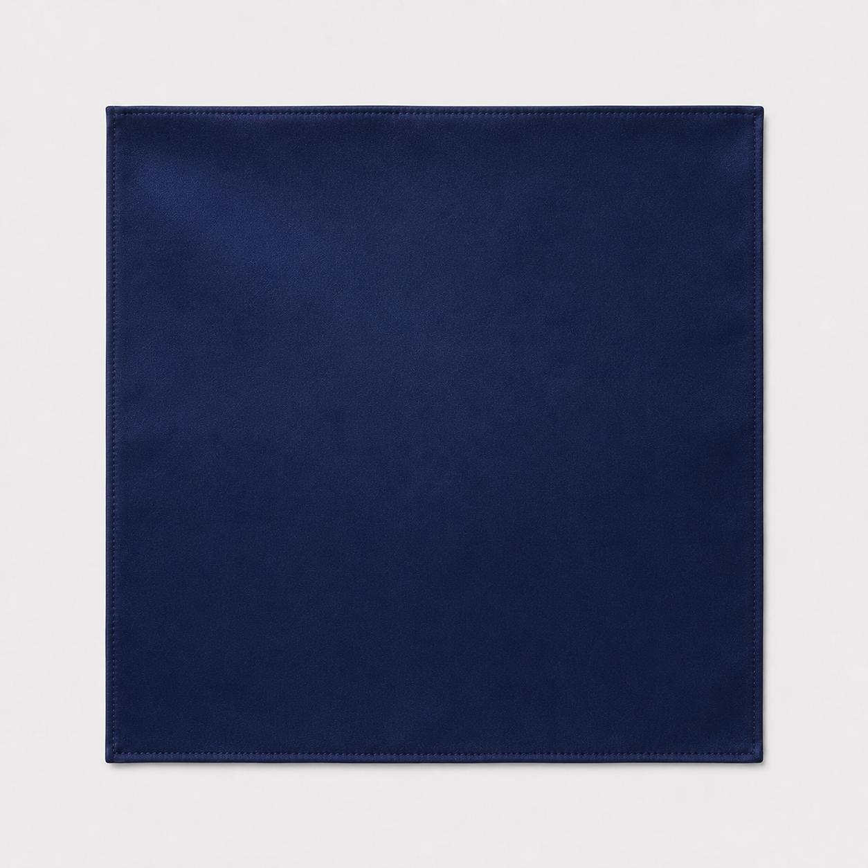 Timeless Solid Navy Blue Silk Pocket Square – Minimalist Formal Suit Handkerchief for Men - Image 2
