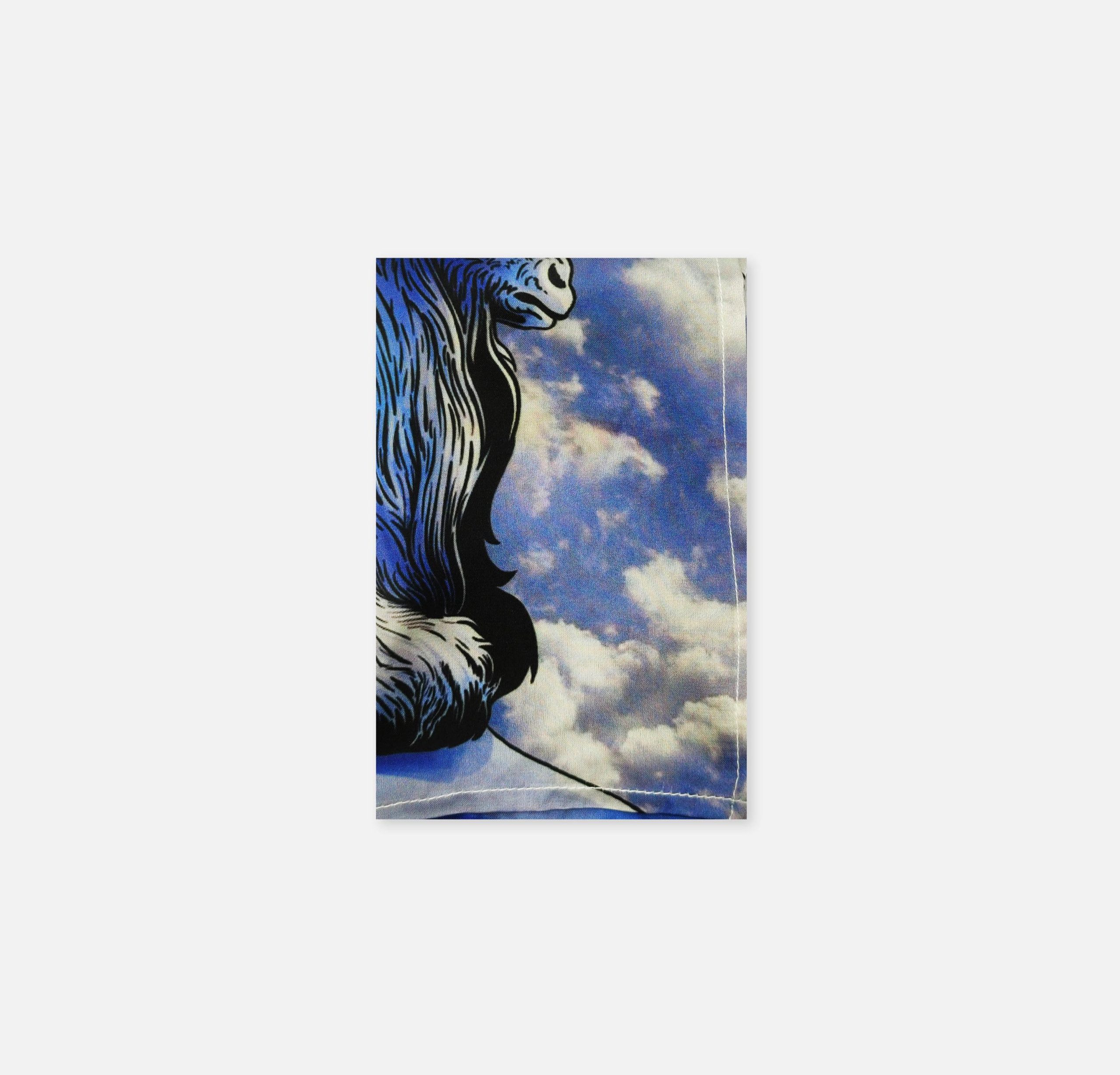 Majestic Blue Mountain Goat and Cloud Print Silk Pocket Square – Artistic Wildlife Suit Accessory - Image 3