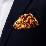 Retro Orange Moroccan Tile Print Silk Pocket Square – Geometric Floral Suit Accessory