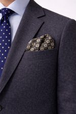 Sage Green Daisy Rosette Silk Pocket Square – Refined Botanical Micro-Print Suit Accessory